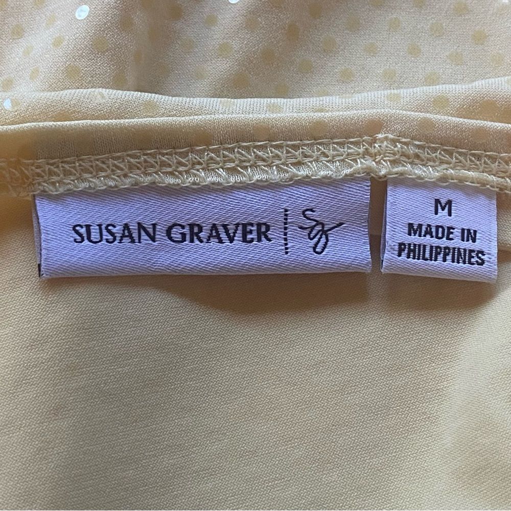 Susan Graver Bright Yellow Sleeveless Ruffle Neck Top Size Medium - Picture 3 of 8